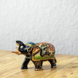 Indian Home Decor | Wooden Elephant Pair (Hand-Painted, Multicolor)
